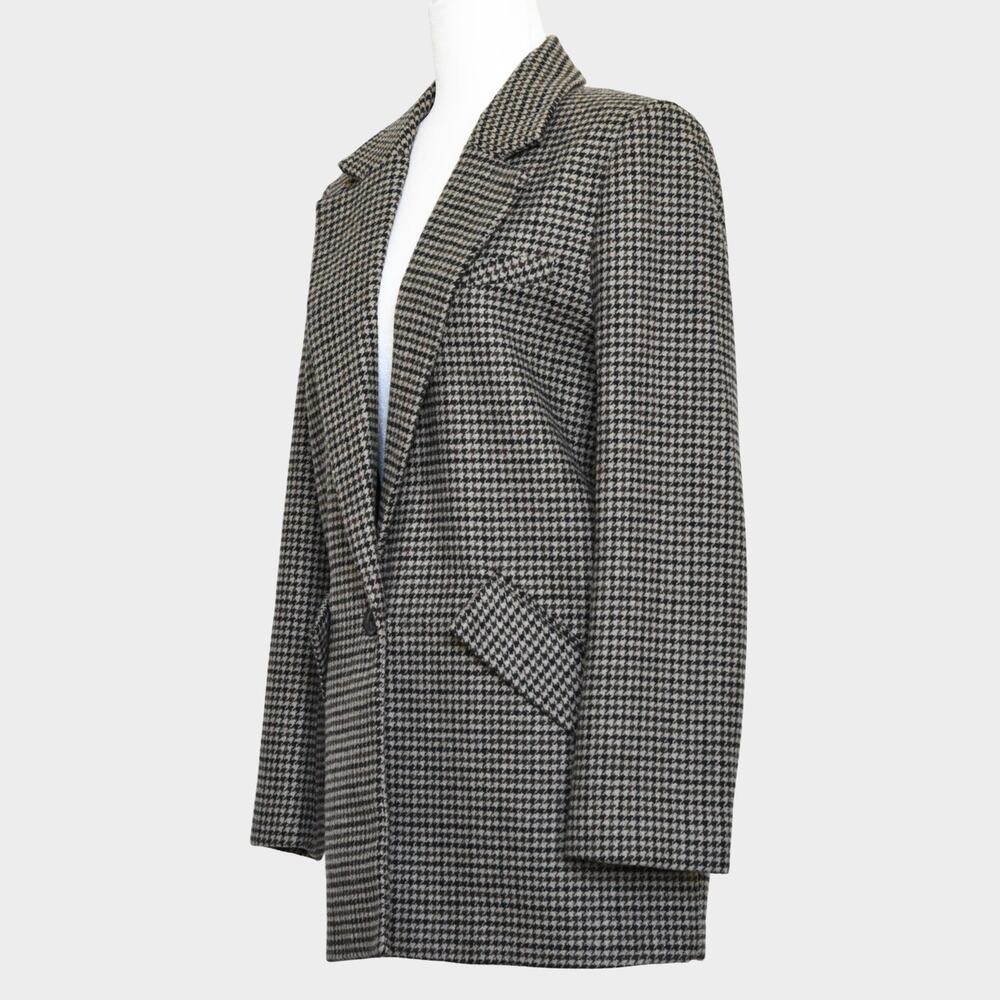 Zara Oversized Houndstooth Straight Cut Blazer Jacket Boyfriend Tweed Gray S - Picture 3 of 11